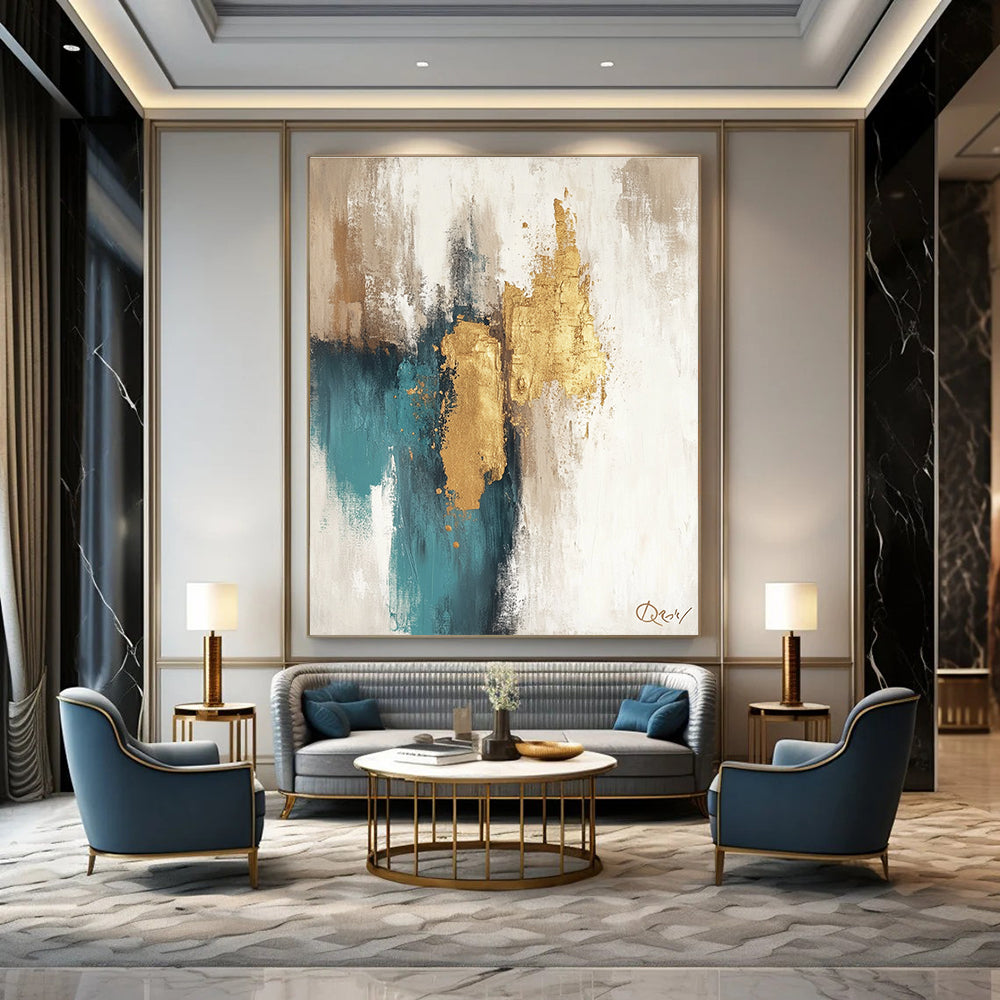 Neutral and Gold Abstract Painting for Minimalist - Luxury Homes GAB0896