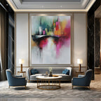 Colorful Cityscape Abstract Painting for Urban - Themed Cafes GAB0905