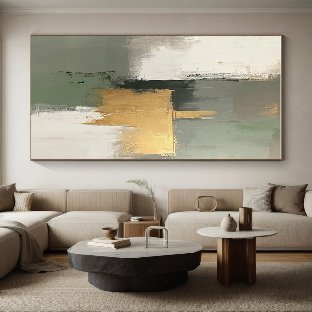 Green Gold Gray Abstract Painting with Natural Elegance WINK558