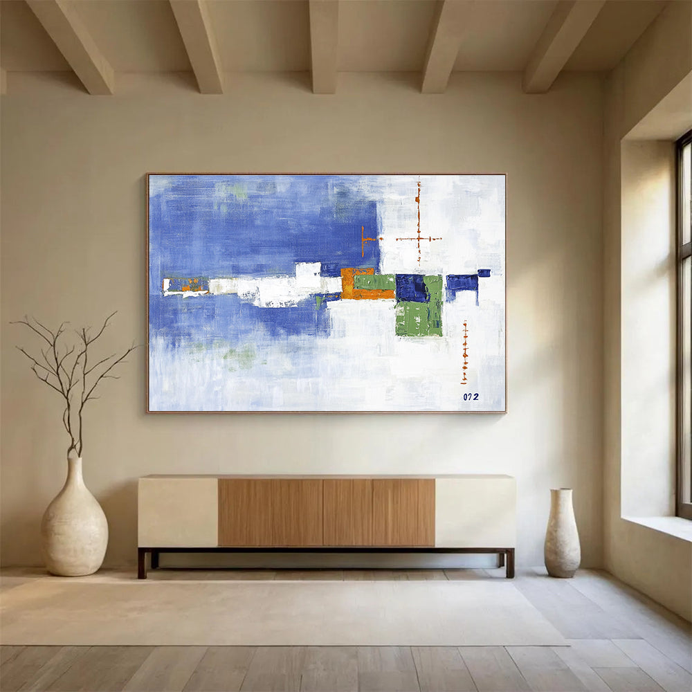 Geometric Abstract in Blue and Green Palette ABS086