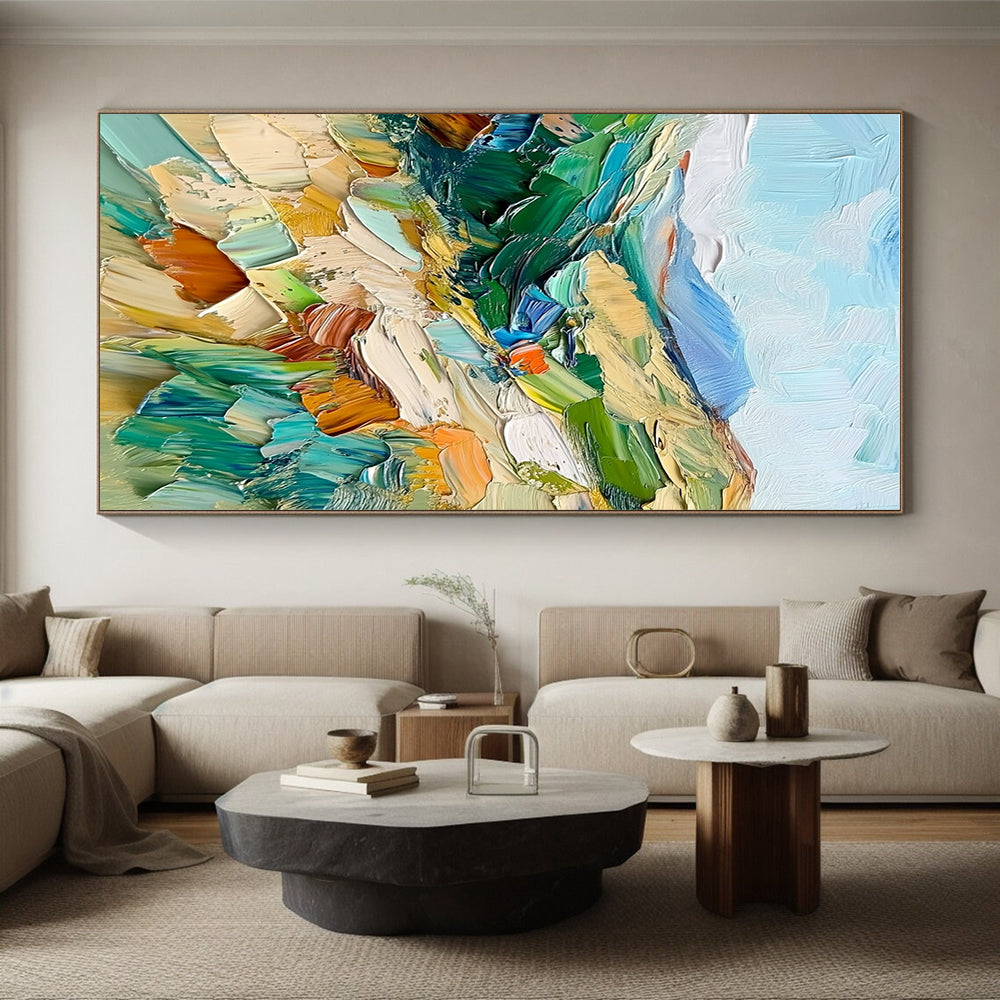 Colorful Landscape Impasto Abstract Painting with Vivid Terrain WINK074
