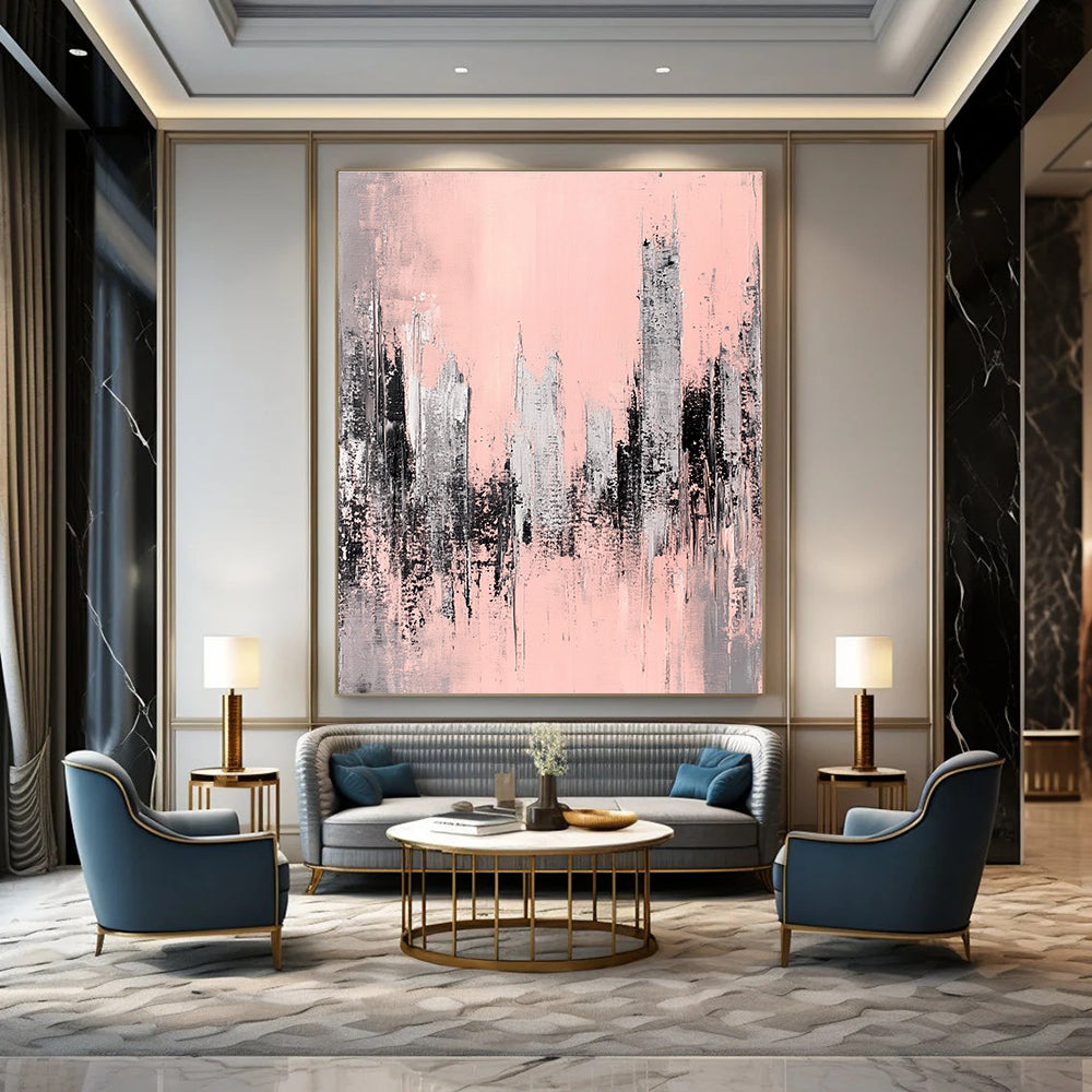 Pink Cityscape Abstract Painting for Contemporary Art Galleries GAB0793