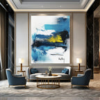 Blue and Yellow Abstract Contemporary Painting for Creative Spaces GAB1466