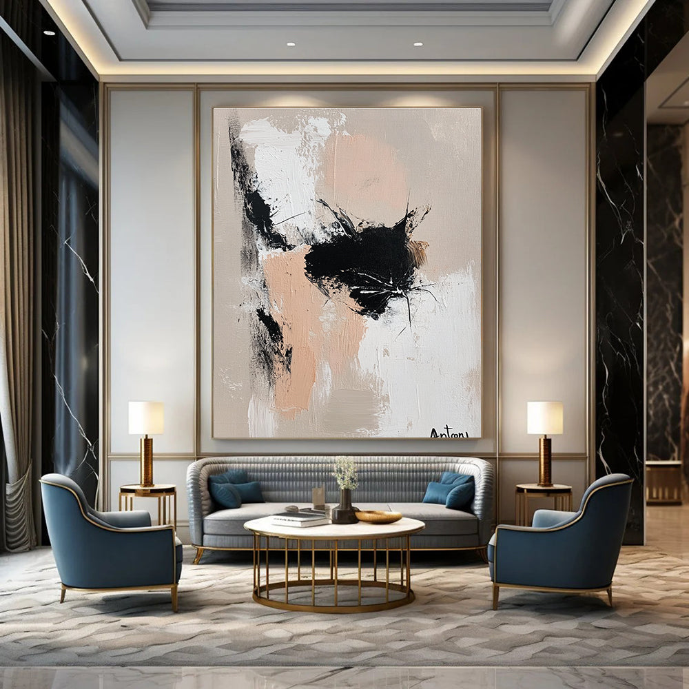 Abstract Black Cat Playful Feline Abstract Painting GAB0226