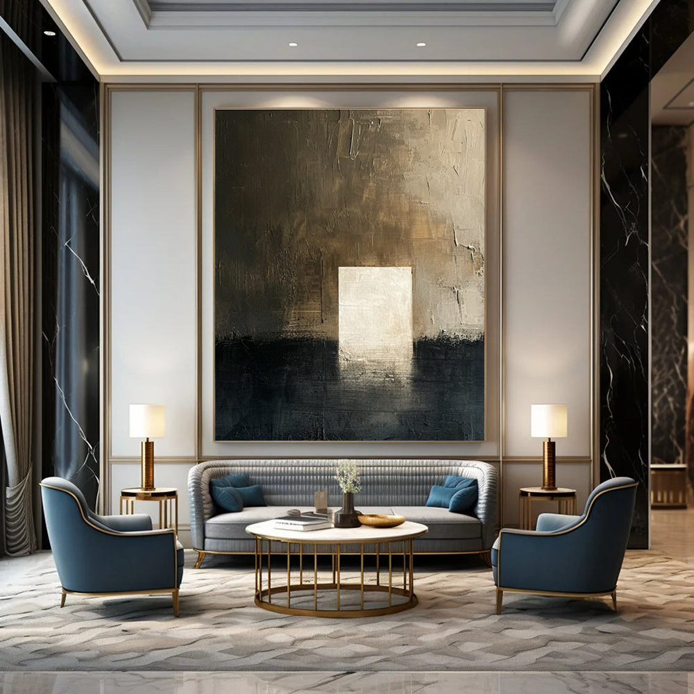 Dark Light Abstract Painting for Industrial - Style Lounges HENG008