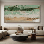 Green and Beige Textured Abstract Painting with Earthy Warmth WINK096