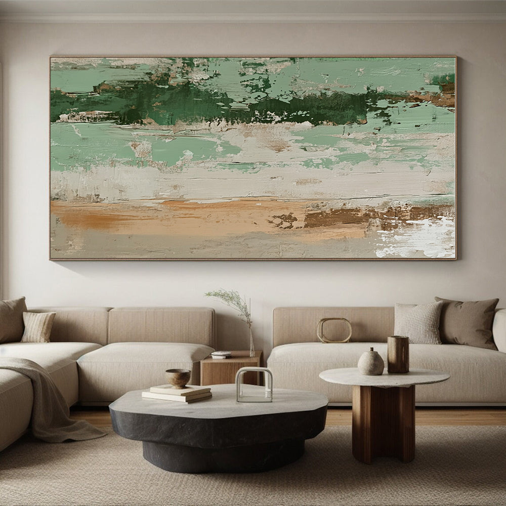 Green and Beige Textured Abstract Painting with Earthy Warmth WINK096