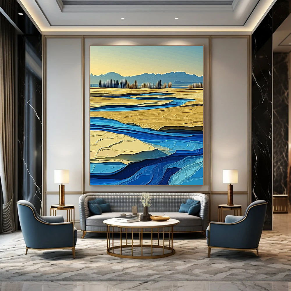 River in Desert Colorful Abstract Painting for Eclectic Spaces GAB1485