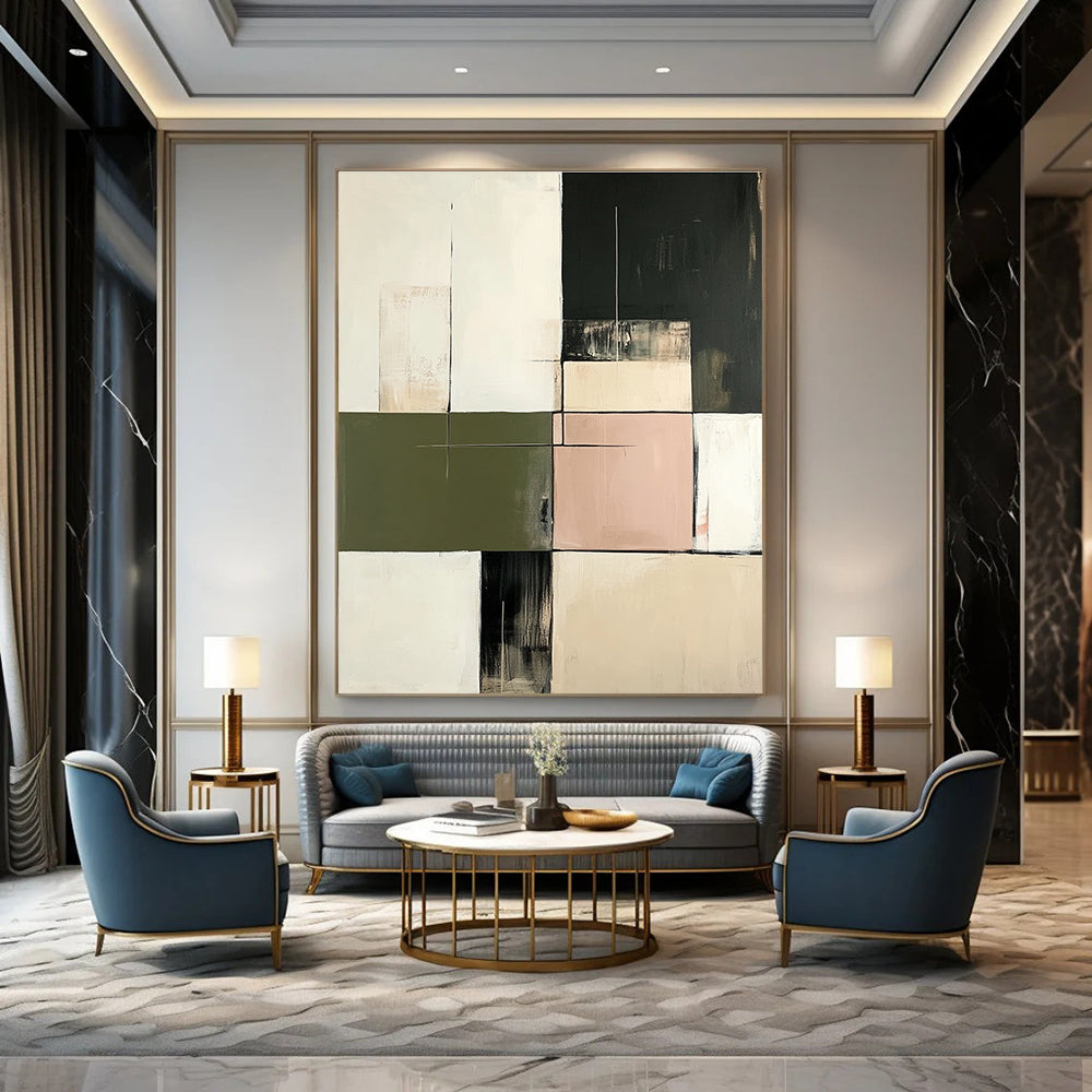 Pastel and Dark Abstract Painting for Industrial - Chic Restaurant Dining Areas GAB1208