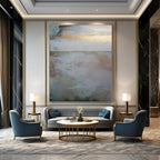 Subtle Gold - Accented Landscape Abstract Painting for Serene Hotel Lobbies HENG173