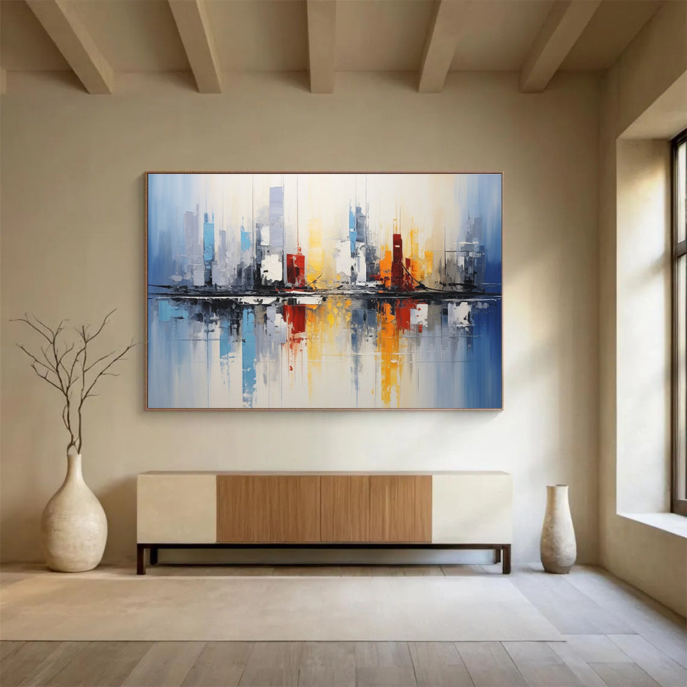 City Reflection Abstract Painting for Modern Office Spaces YHT170