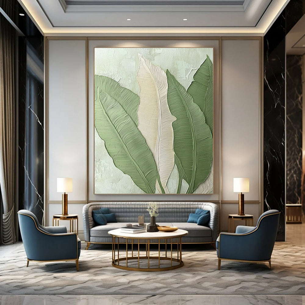 Textured Leaves Abstract Painting with Relief Effects GAB0002