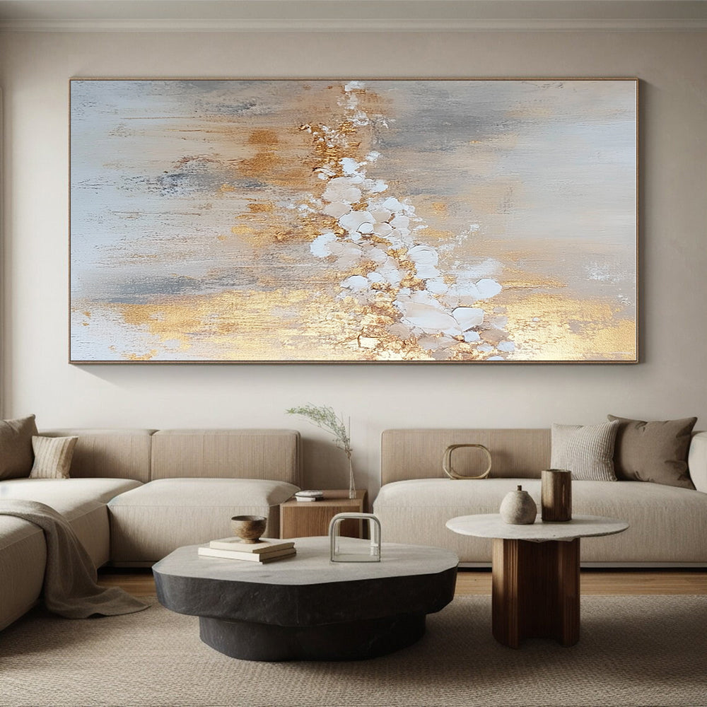 Gold Beige Abstract Painting with Subtle Opulence WINK738