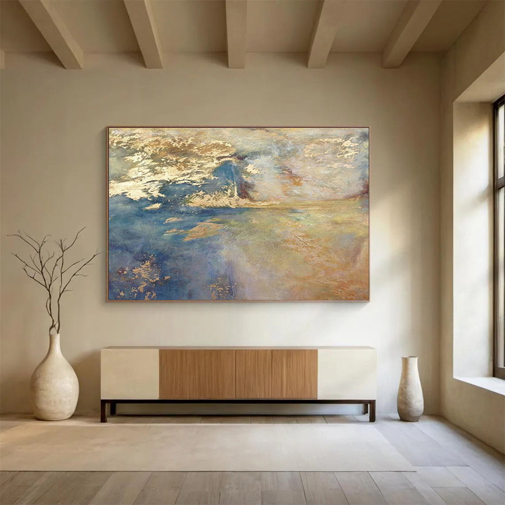 Blue and Gold Abstract Painting for Opulent Yacht Clubs YHT399
