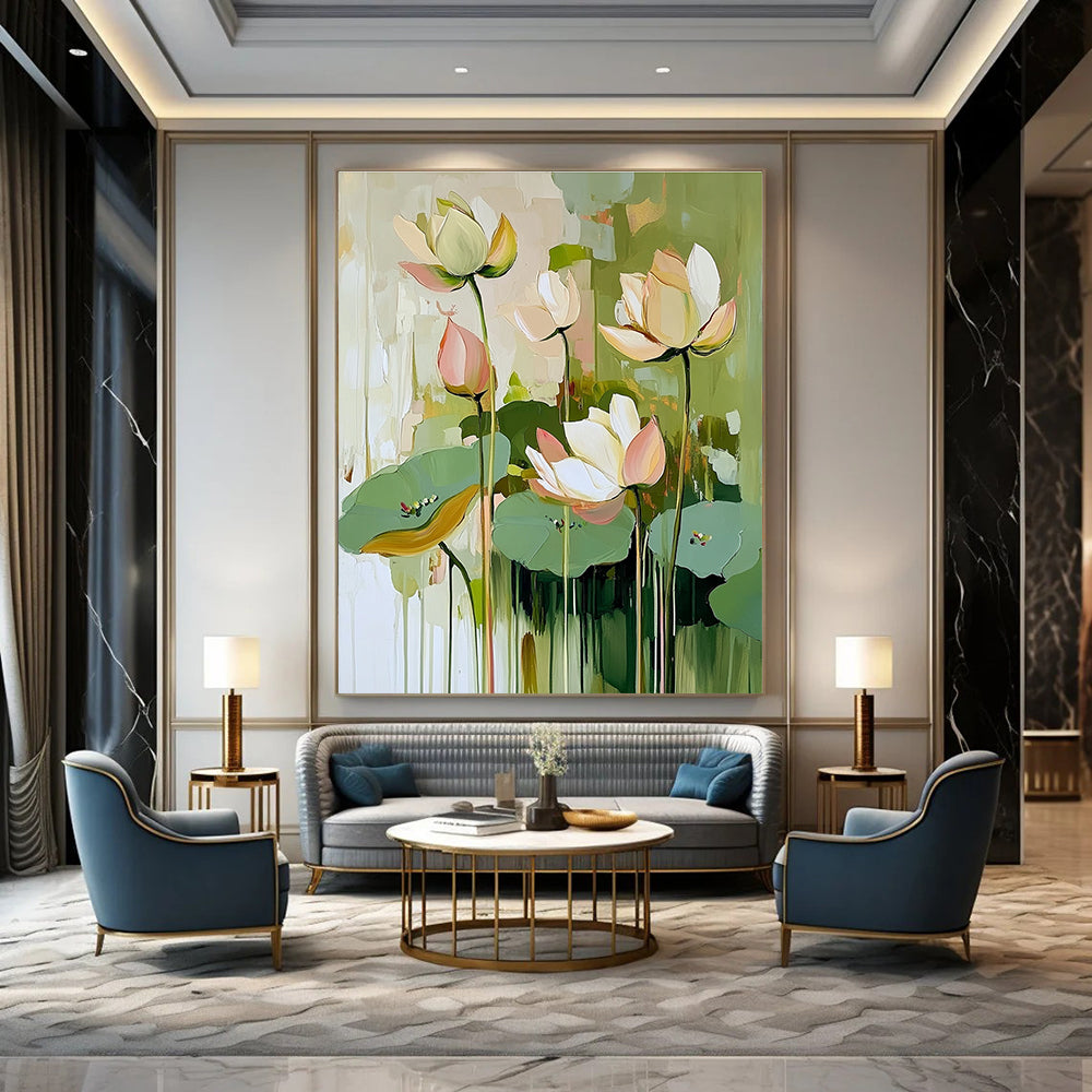 Lotus Flower Bunch - Elegant Floral Abstract Painting GAB0619