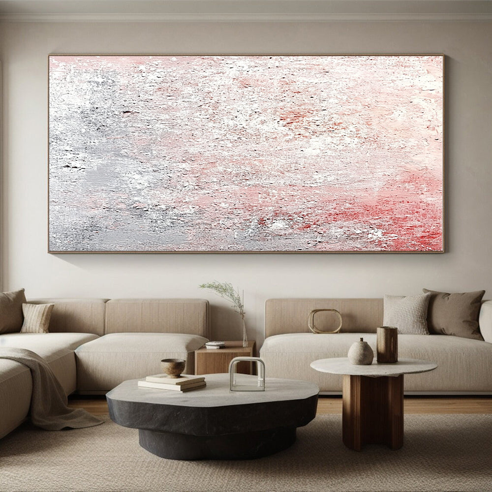 Pink - Gray Textured Abstract Painting with Subtle Softness WINK217