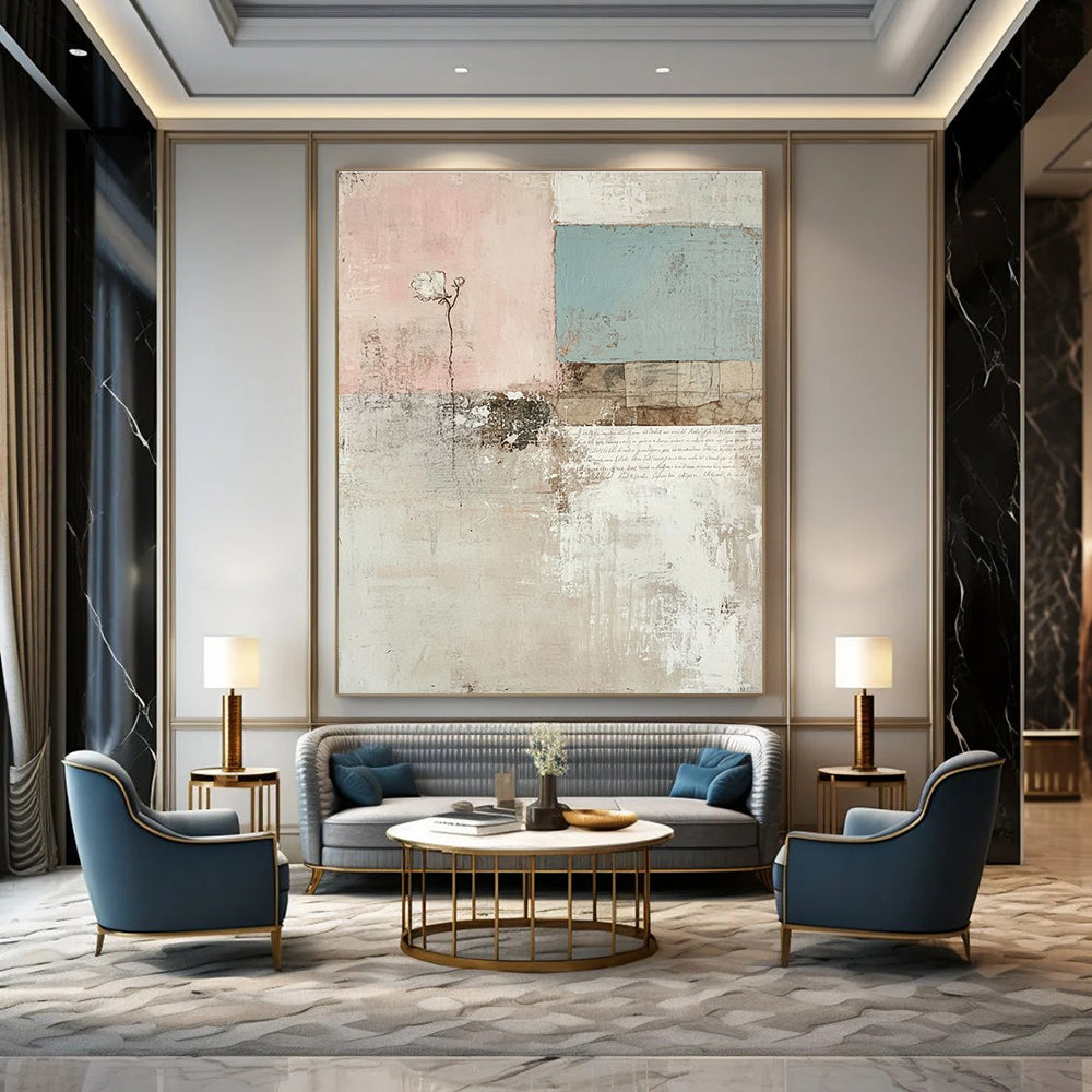 Collage - Style Flower Abstract Painting for Eclectic Home Offices GAB1306