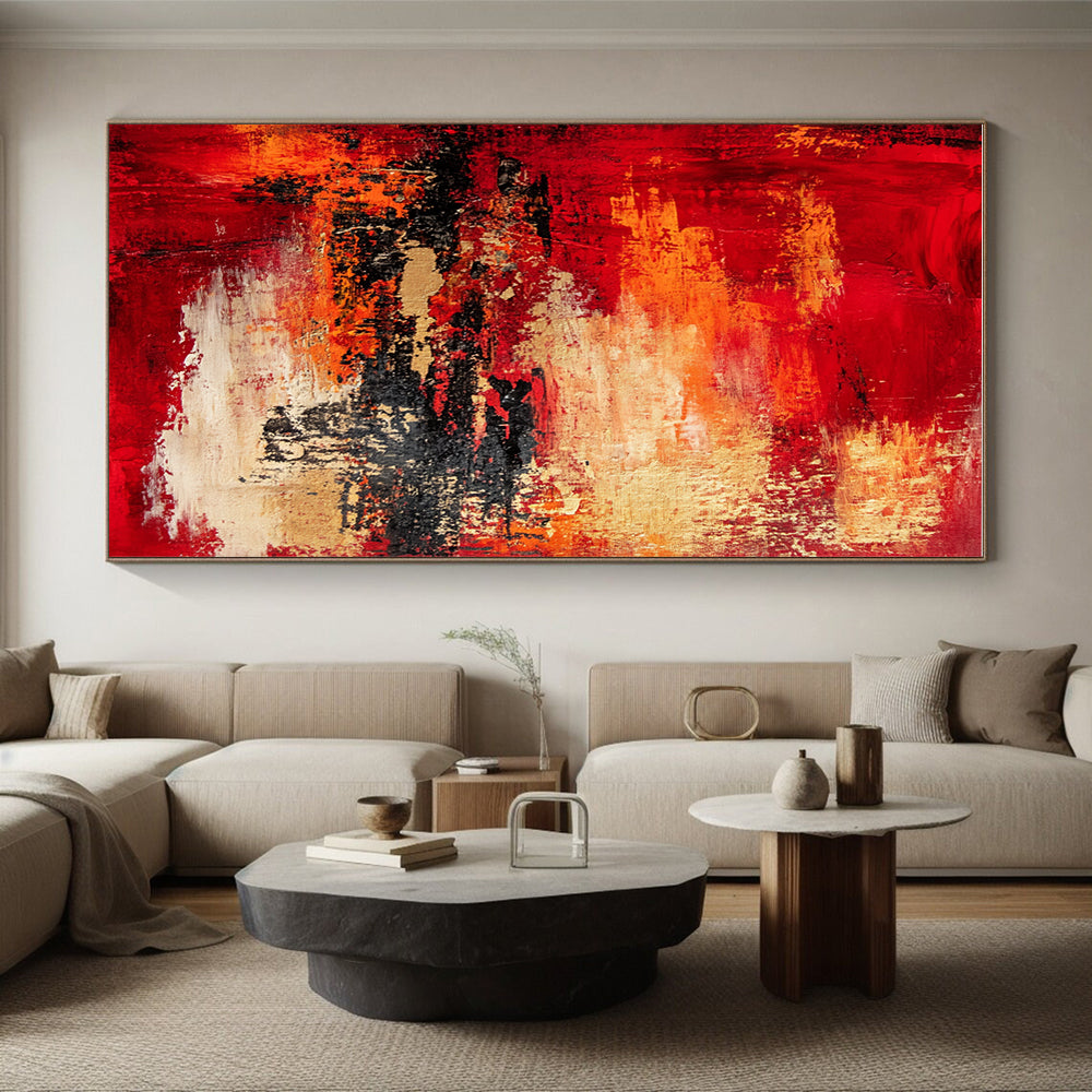 Red Orange Abstract Landscape Painting with Fiery Ambiance WINK730