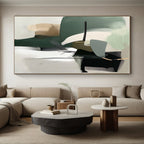 Minimalist Green and Gray Abstract Painting with Clean Lines WINK812