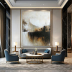 Beige and Black Drip Abstract Painting for Industrial - Styled Lofts GAB1094