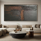 Dark Textured Geometry Abstract Painting with Industrial Elegance WINK088