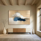 Minimalist Cloud Drift with Dripping Accents Abstract Painting ABS319