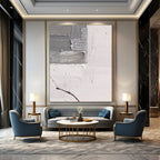 Gray and White Textured Fragmented Art Abstract Painting for Industrial - Chic Lofts HENG361