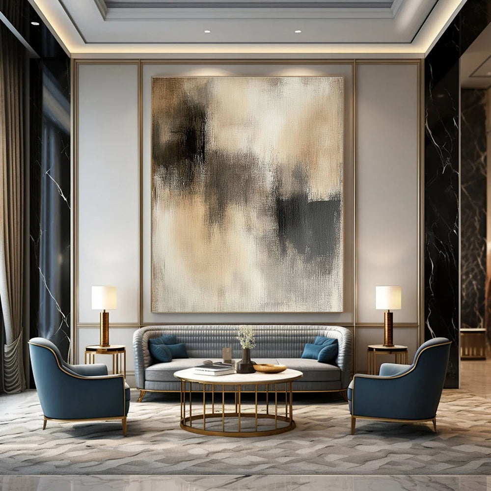 Monochrome Blur Abstract Painting for Zen - Inspired Meditation Centers GAB1217