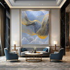 Golden Wavy Lines Abstract Painting for Luxury Hotel Lobbies GAB1321
