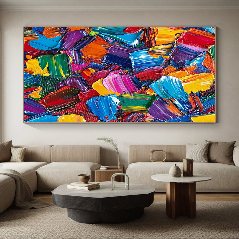 Colorful Palette Knife Strokes Abstract Painting with Vivid Energy WINK080