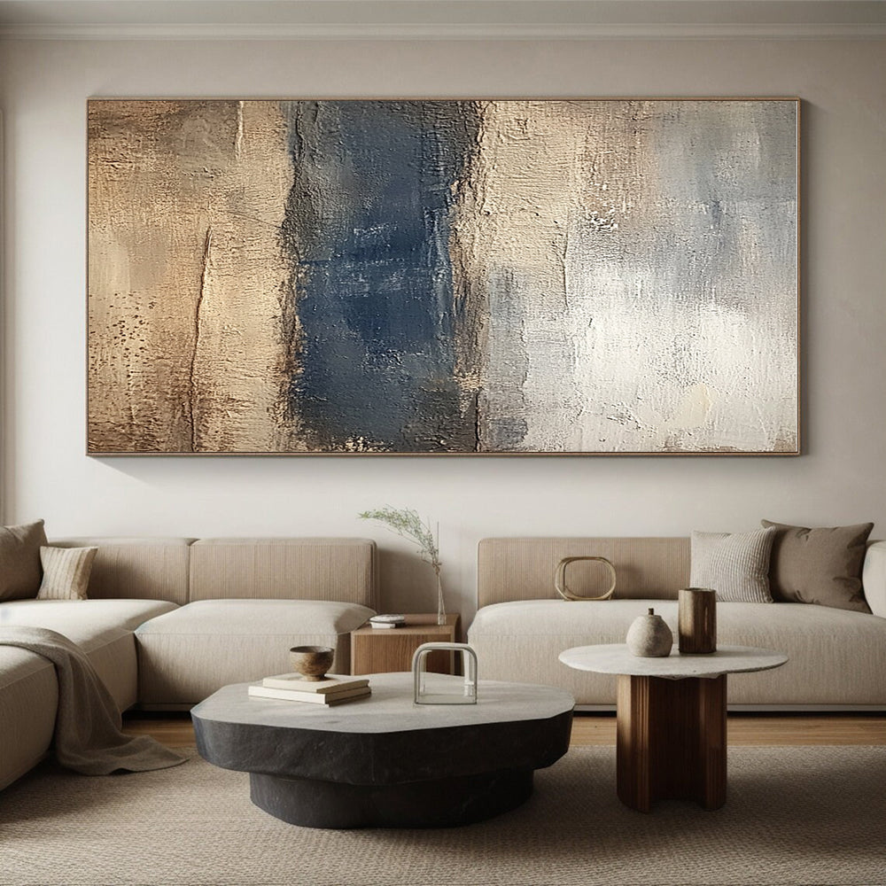Beige Gray Blue Abstract Painting with Coastal Calm WINK454