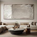 Taupe and White Abstract Painting with Understated Contrast WINK122