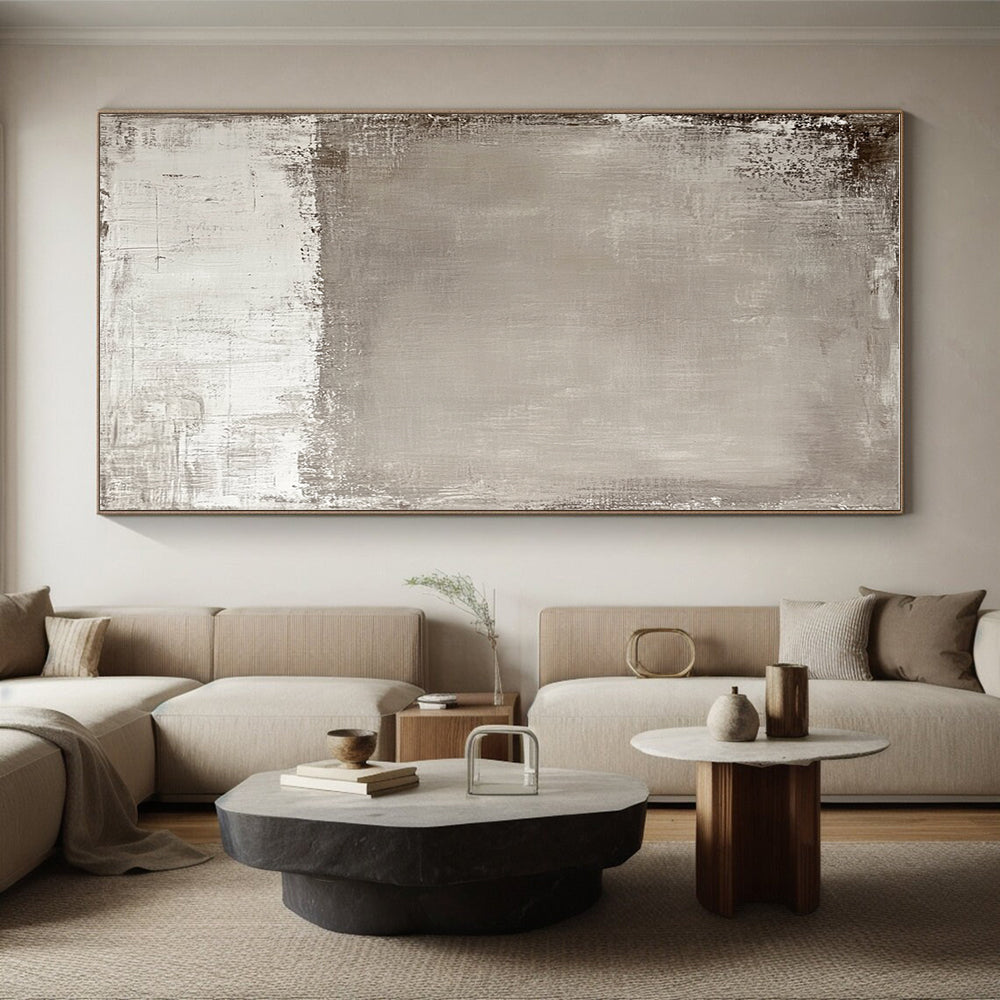 Taupe and White Abstract Painting with Understated Contrast WINK122