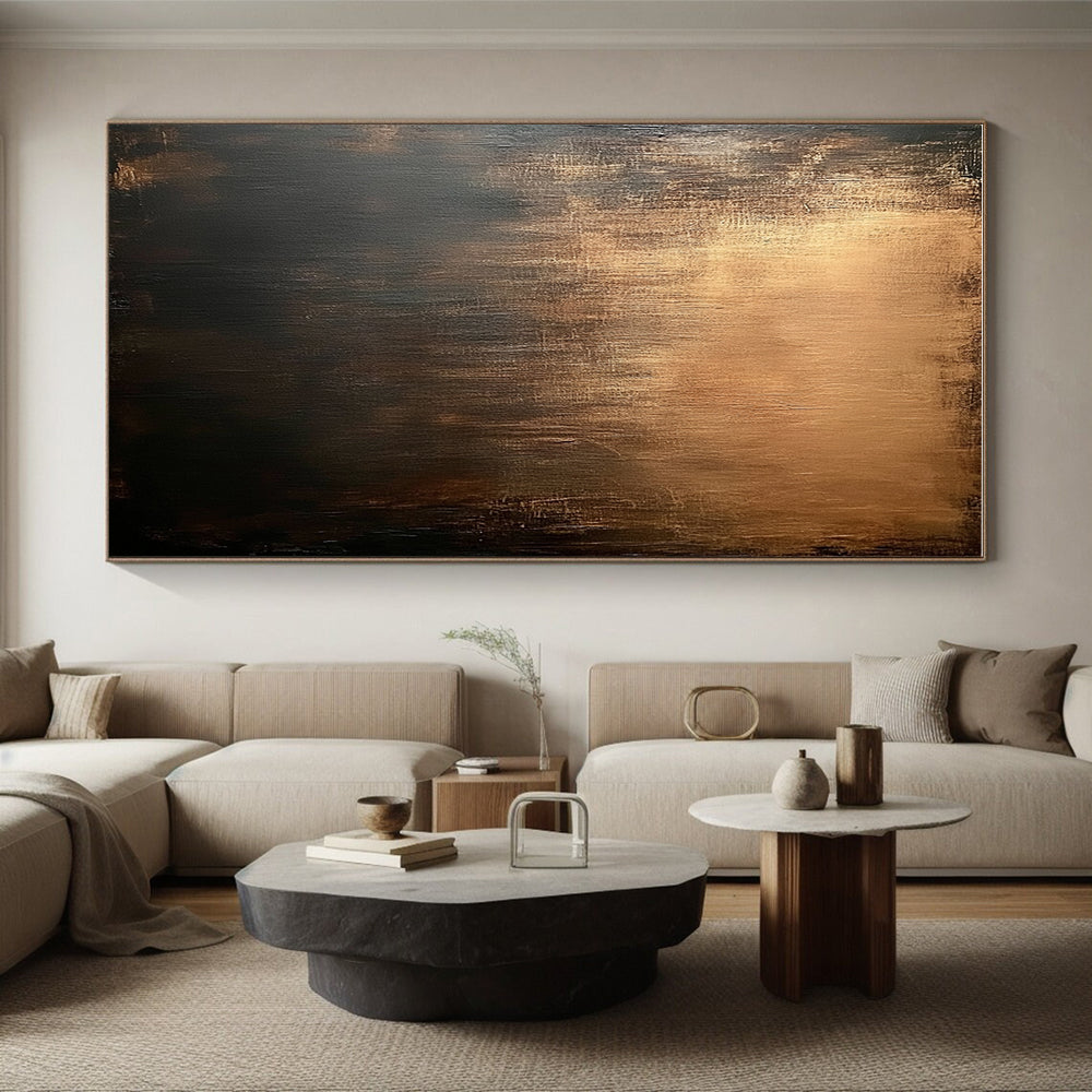 Bronze and Black Gradient Abstract Painting with Rich Depth WINK118