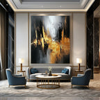 Gold and Black Urban Abstract Painting for Modern Art Galleries GAB0858