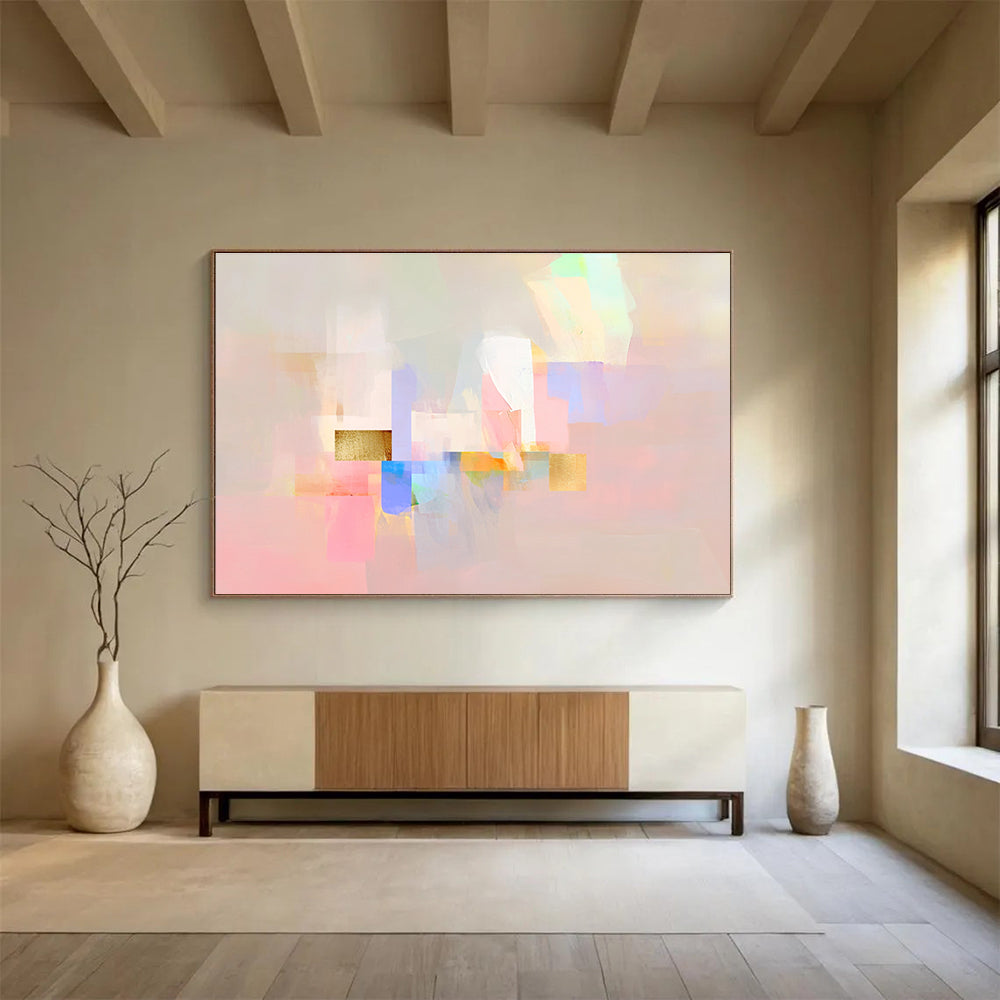 Pastel and Gold Geometric Abstract Painting ABS204