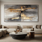 Gray Gold Abstract Geometry Painting with Subtle Shapes WINK644