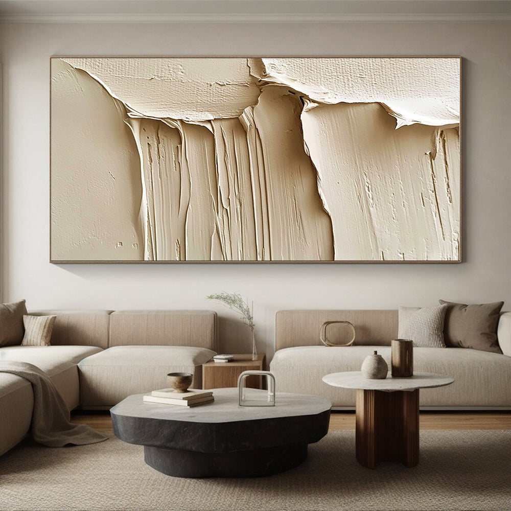 Beige Textured Layers Abstract Painting with Subtle Sophistication WINK071