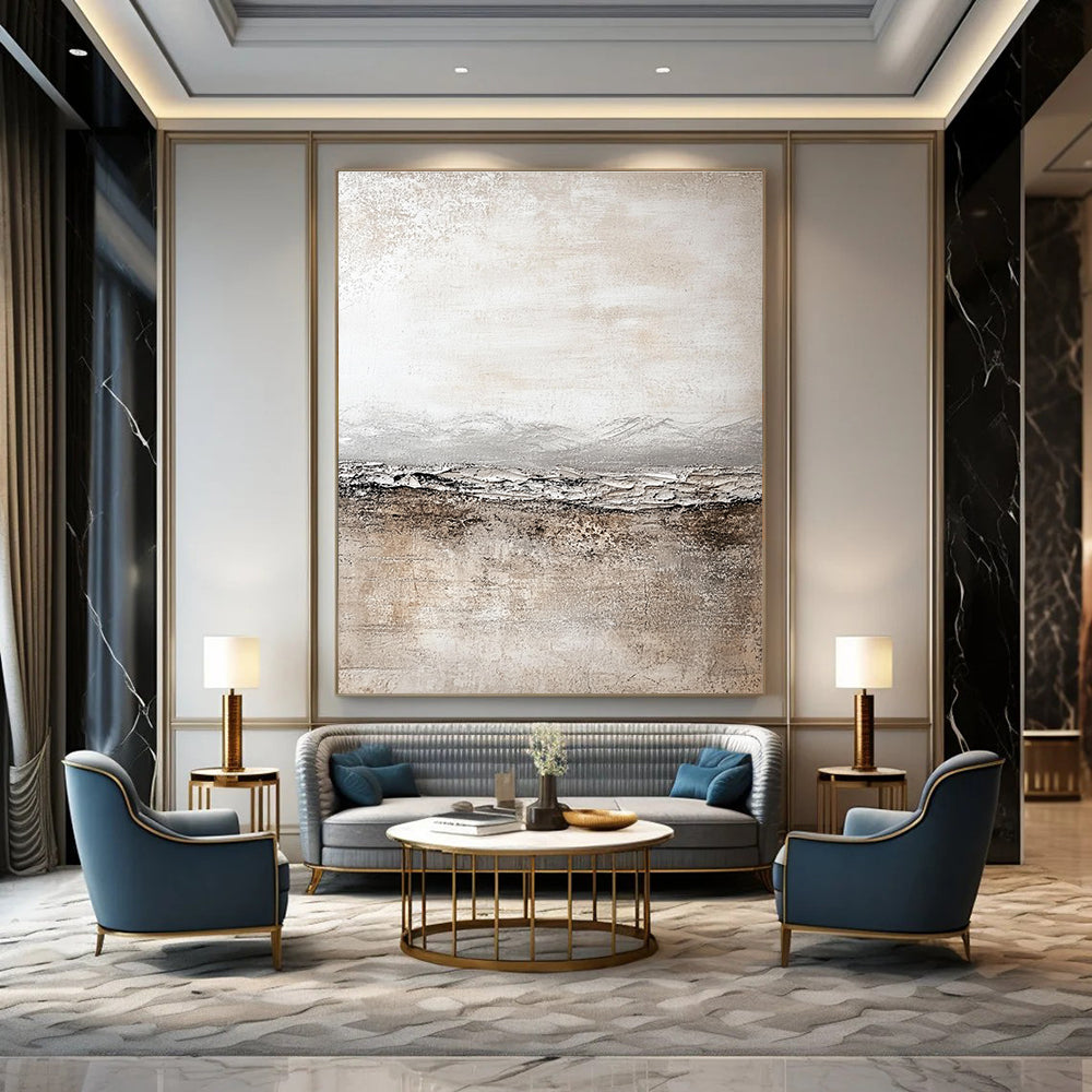 Textured Neutral Landscape - Rustic Minimalist Abstract Painting GAB0444