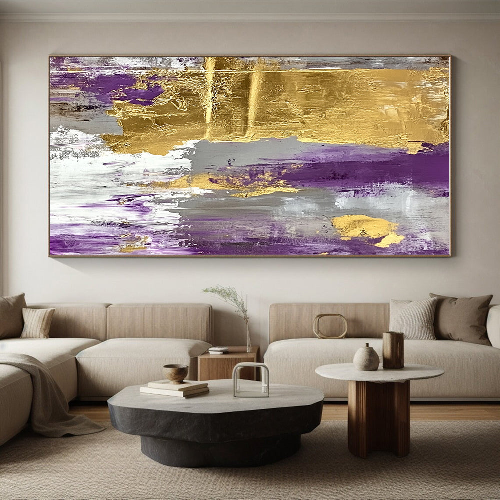 Purple - and - Gold Abstract Painting with Regal Flair WINK327