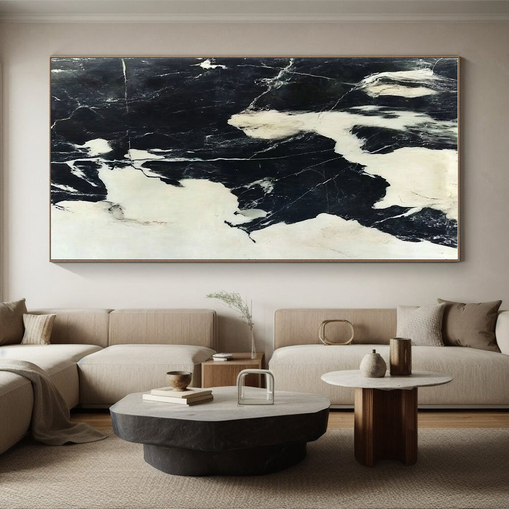 Black and White Marble - like Abstract Painting with Timeless Elegance WINK007