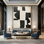 Black and White Geometric Abstract Painting for Modern Minimalist Interiors GAB0790
