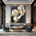 Textured Flower Abstract Painting with Gold Details GAB0707