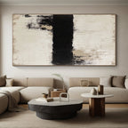 Black White Abstract Strip Painting with Textured Contrast WINK637