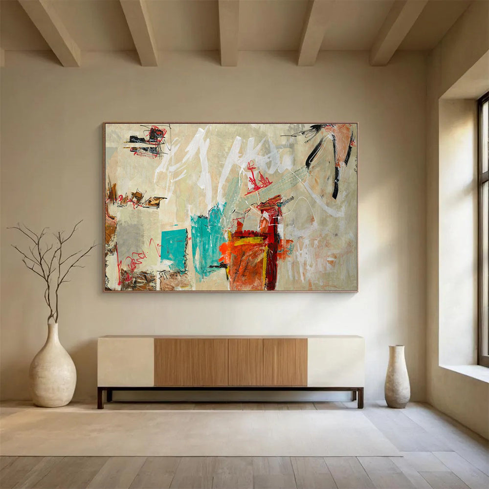 Neutral Tones Abstract Painting for Minimalist Living Rooms YHT238