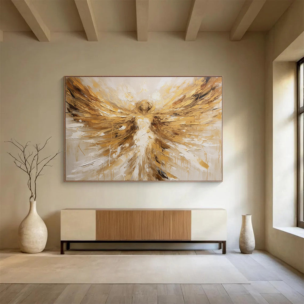 Golden Angel Abstract Painting for Spiritual Spaces YHT081