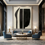 Black and White Shapes Minimalist Graphic Abstract Painting GAB0298