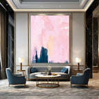 Soft Pink Abstract with Dark Shapes Painting for Feminine - Styled Boudoirs HENG180