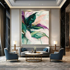 Pastel Floral Leaves Abstract Painting of Gentle Nature GAB0186