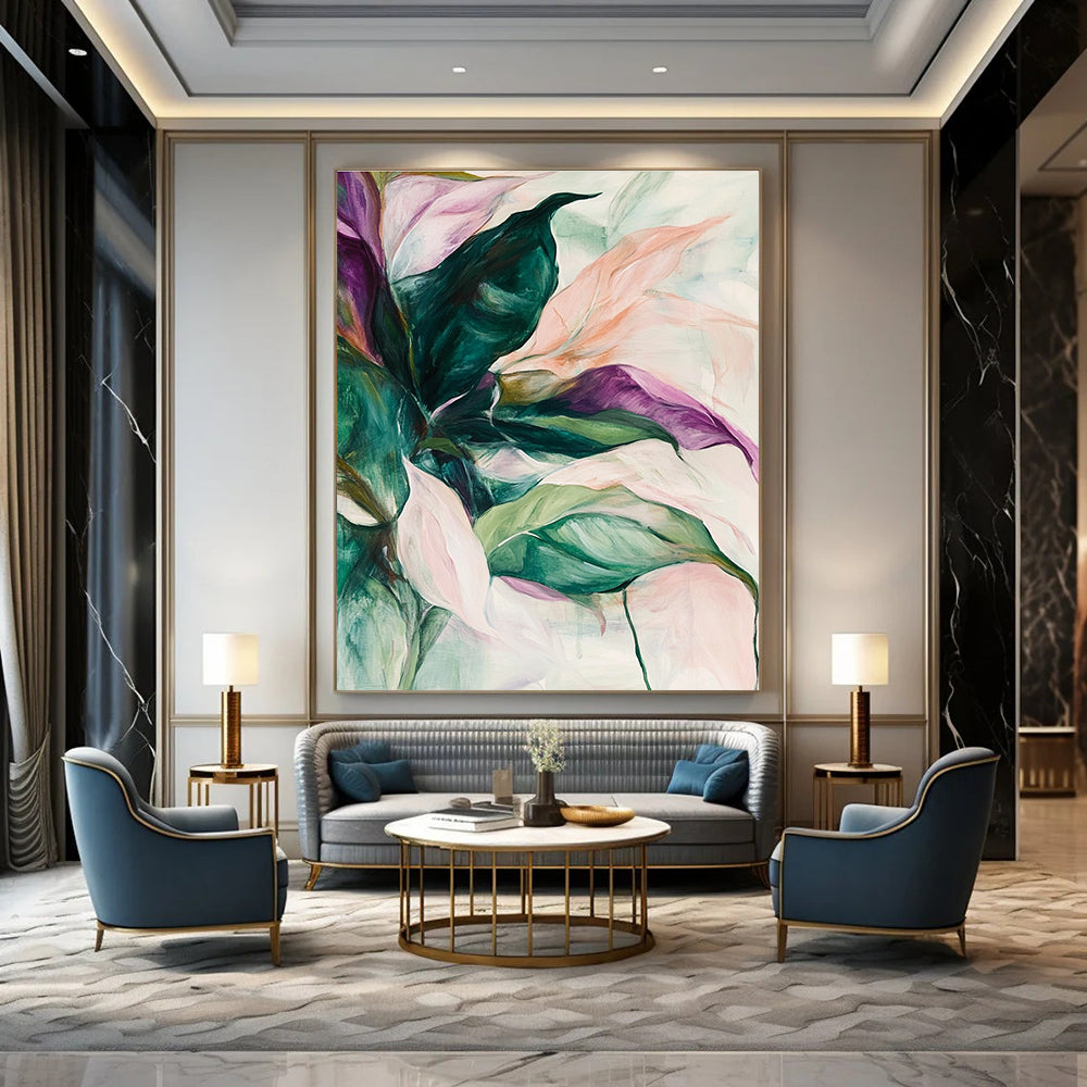Pastel Floral Leaves Abstract Painting of Gentle Nature GAB0186
